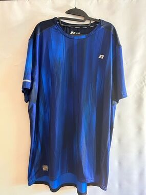 RUSSELL TRAINING FIT INTELLIFRESH COOL FORCE EGYPT MAN BLUE/BLACK TOP SHIRT 2XL